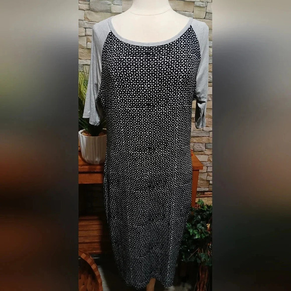 Lularoe Julia Shirt Dress Black Gray XL - Picture 1 of 5